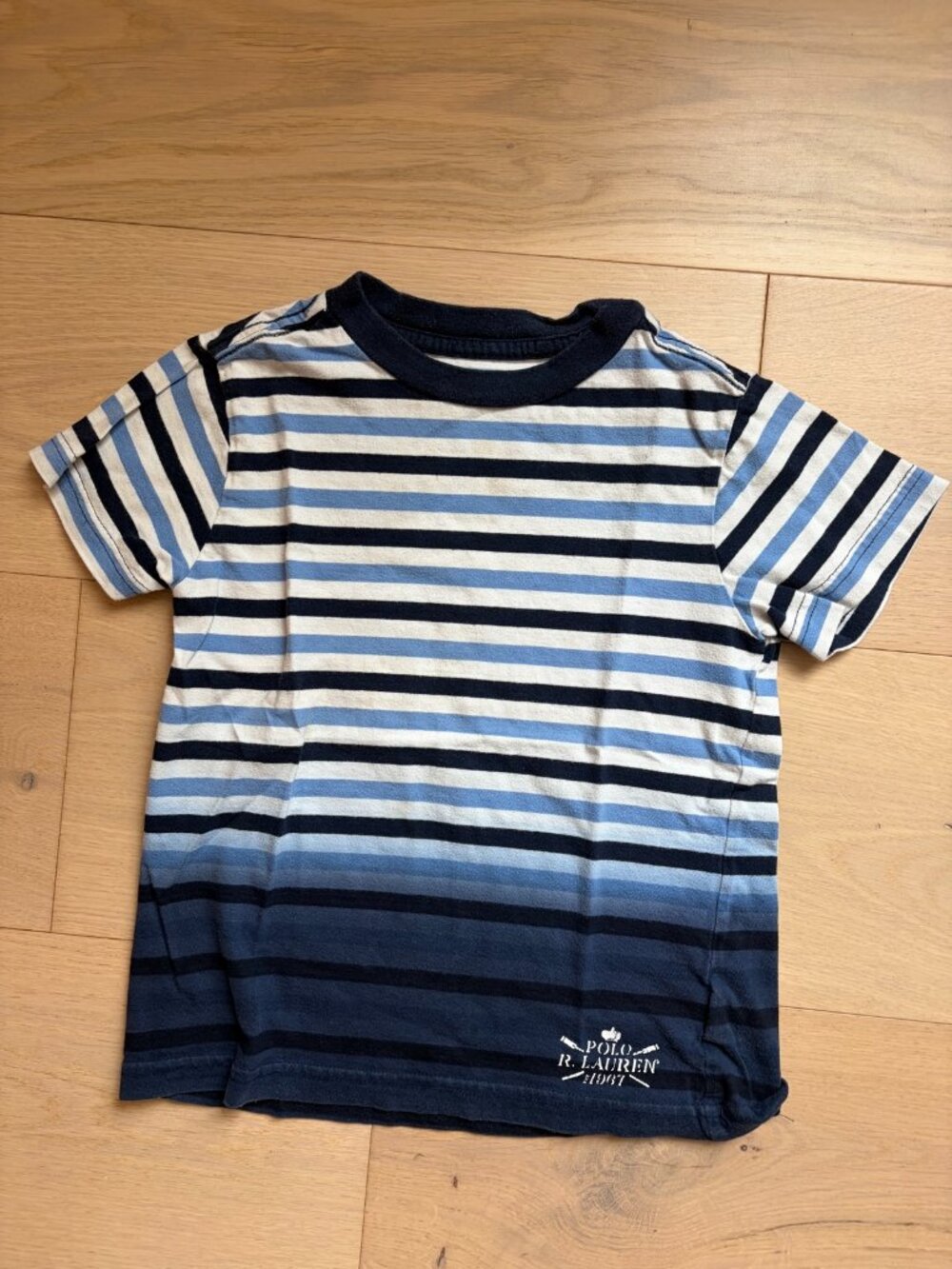 Polo Ralph Lauren Boys 4/4T Navy Blue Ombre Stripe Tee